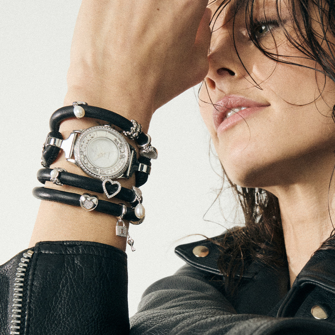 Unlock my Heart Hænger Charm 6 mm Til Armbånd - Blankpoleret Sterling Sølv m. 24 Hvide Cubic Zirkonia