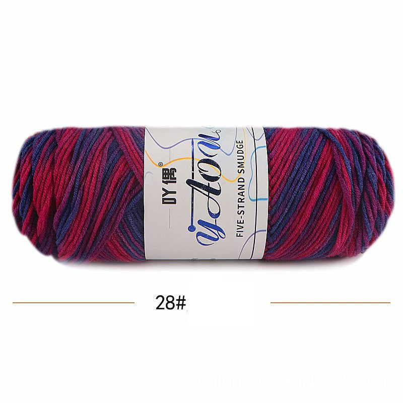 5Strands Milk Cotton Medium Thick Tie-dye Smudge Dyed Yarn