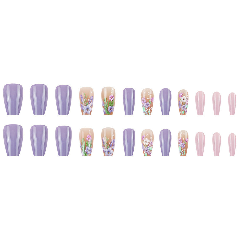 Wonderful Embossed Flower Fake Nail Tip