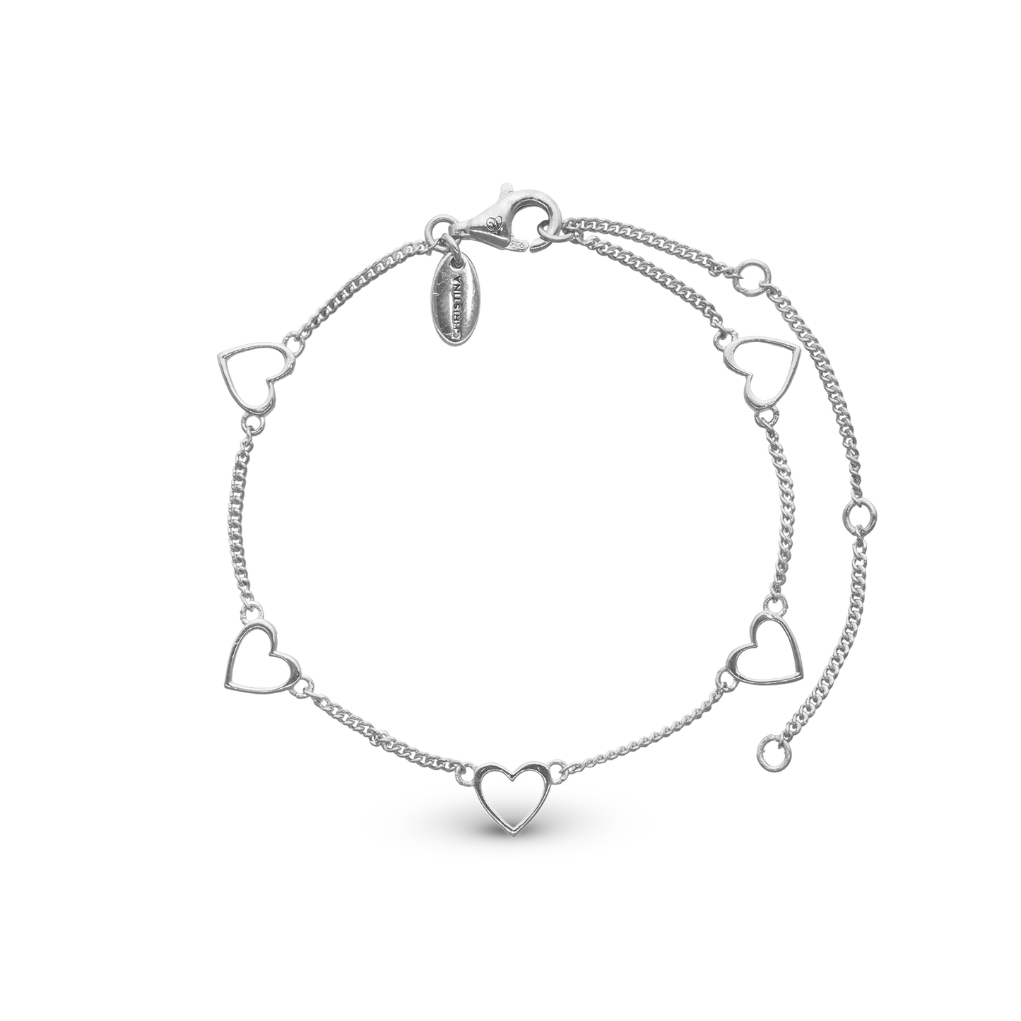 Dangling Love Bracelet - Polished Sterling Silver