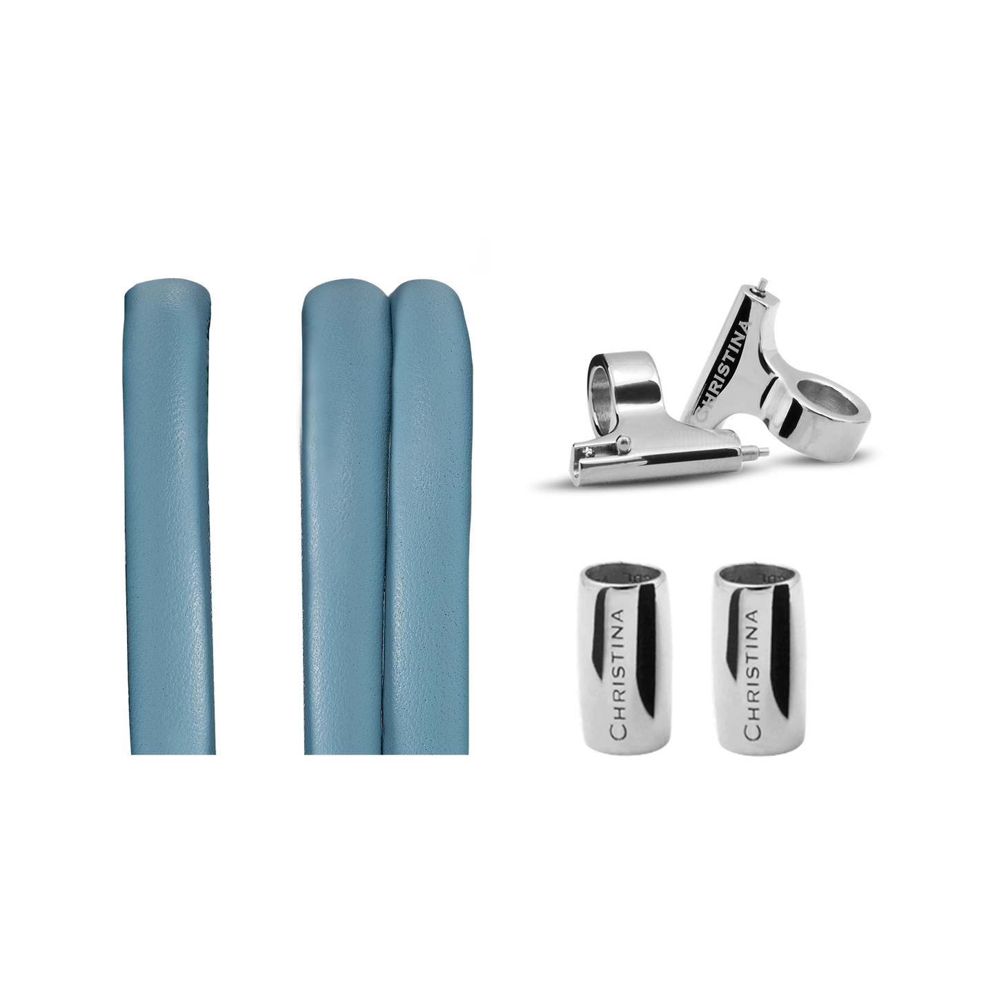 Classic Leather set for Watch - LyseBlue with 16 mm Steel T-Bars