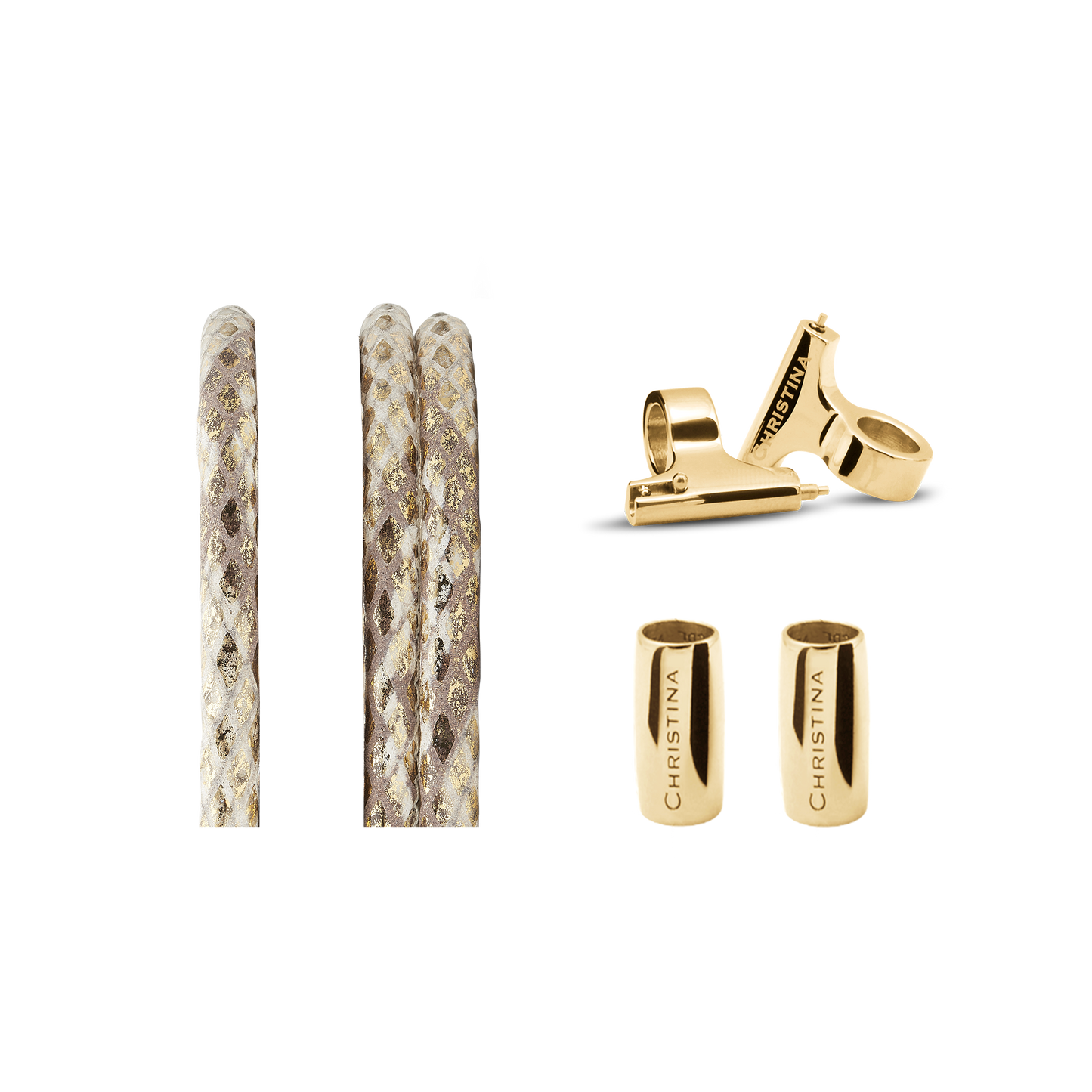 Slim Leather set for Watch - Gold Snake - CHRISTINA