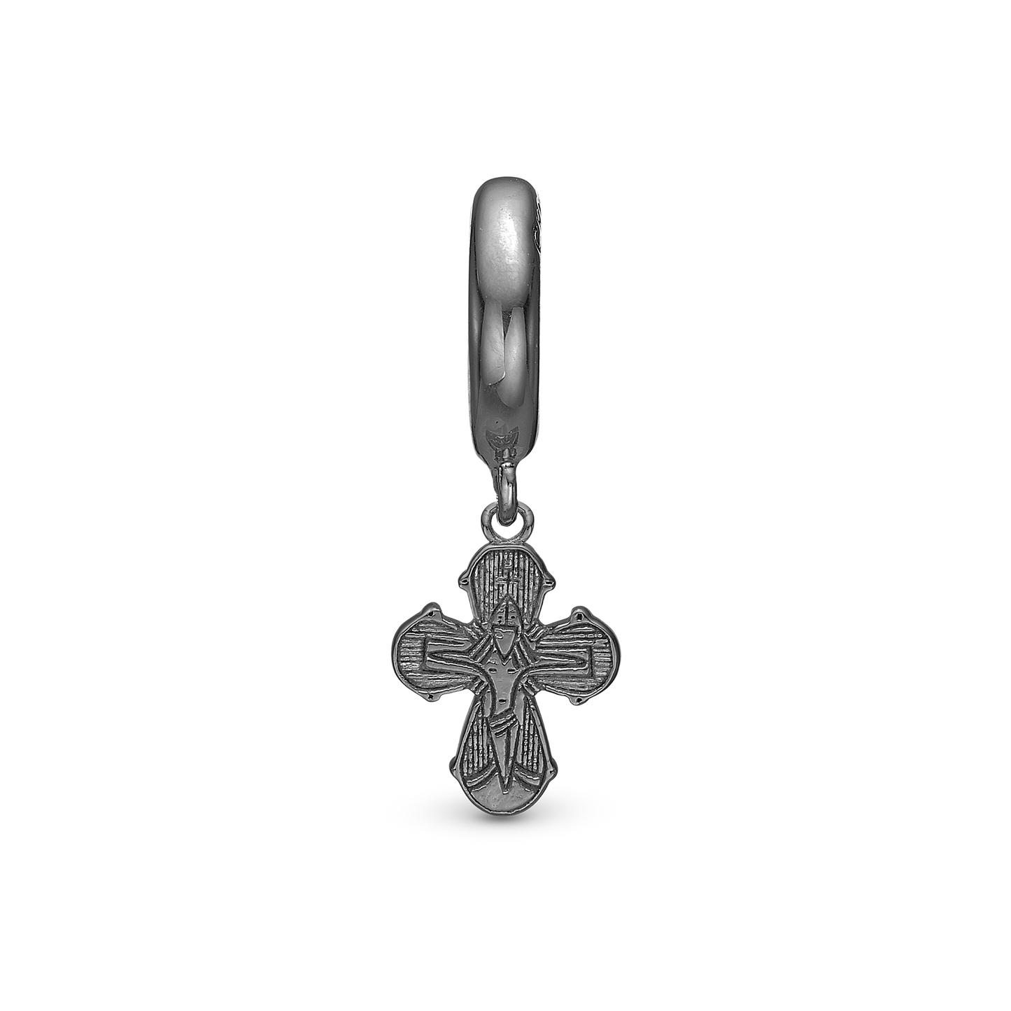 Dagmar Cross Drop Earring Charm 6 mm for Bracelet - Polished Ruthenium Plated