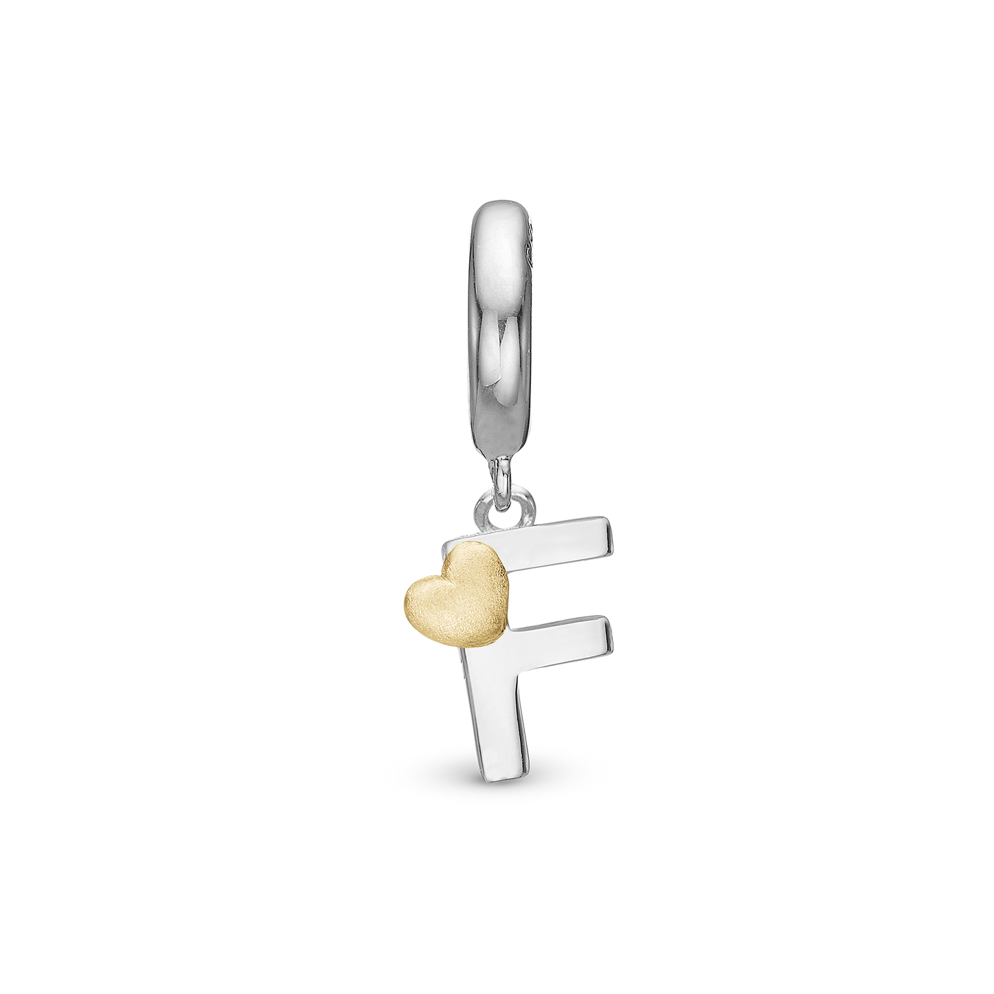 Letter F Drop Earring Charm 6 mm for Bracelet - Polished Bicolor