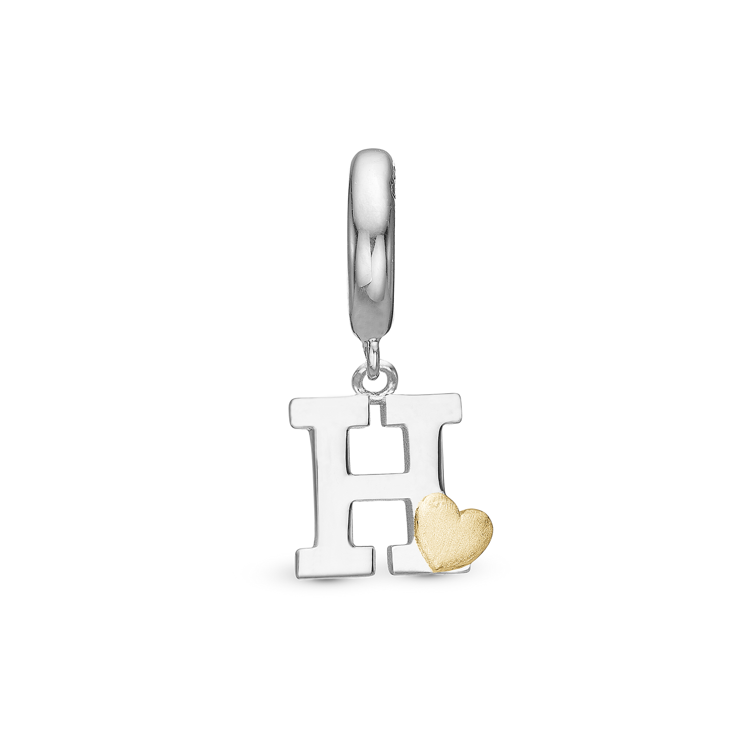 Letter H Drop Earring Charm 6 mm for Bracelet - Polished Bicolor