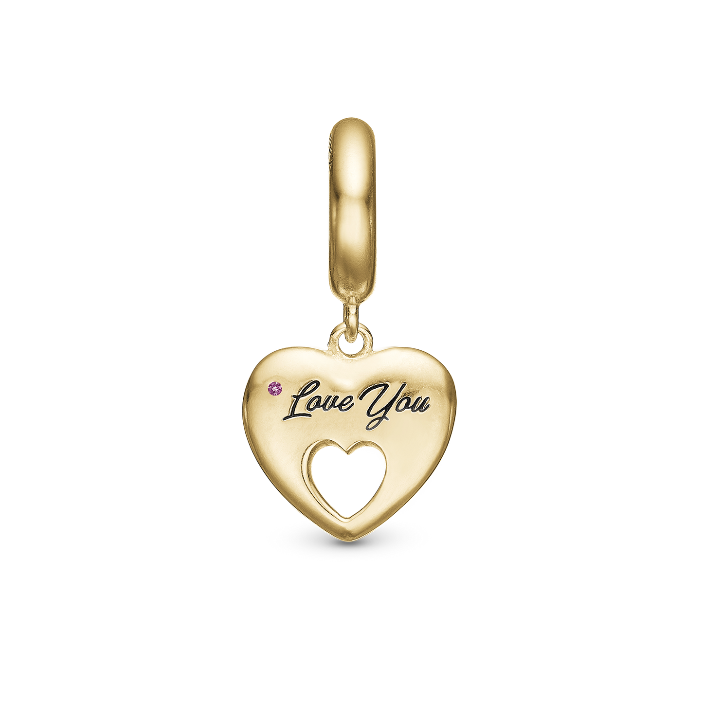 Mother Hænger Charm 6 mm Til Armbånd - Blankpoleret Forgyldt Sterling Sølv m. 1 Turmalin