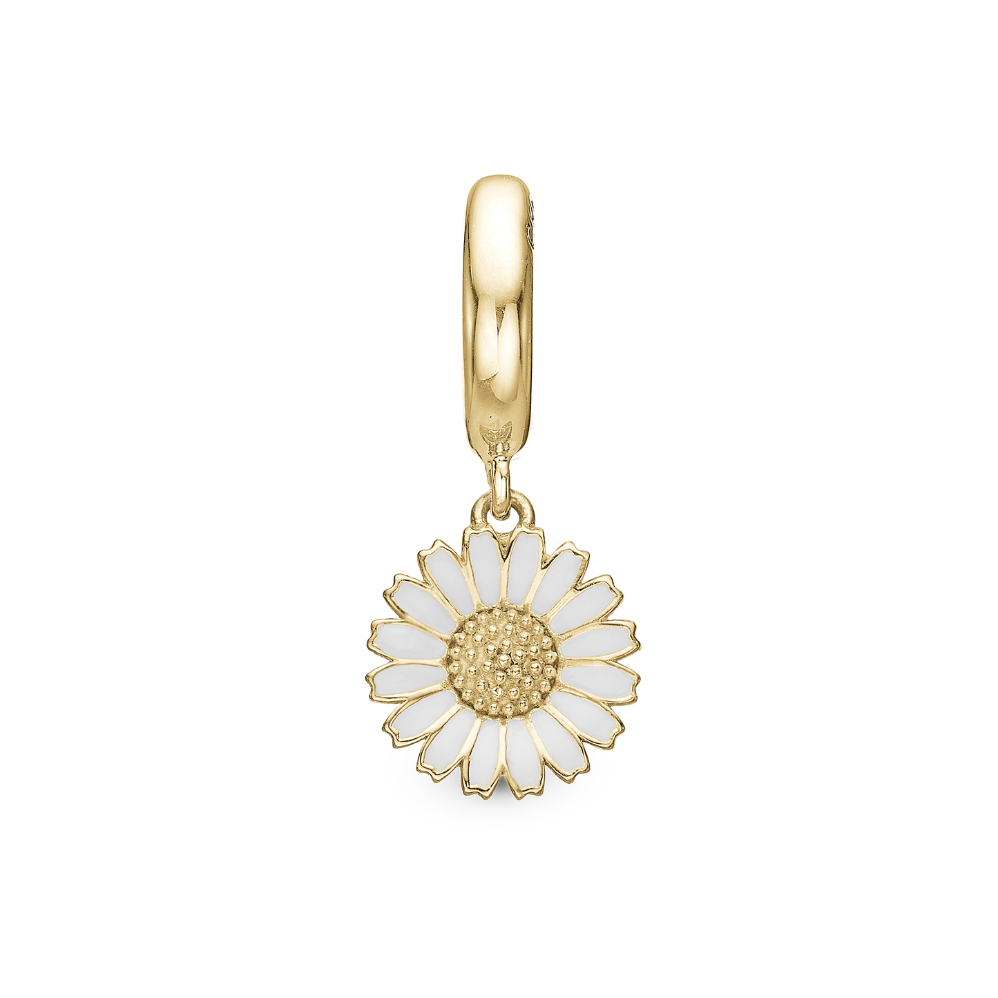 Charming Marguerite Drop Earring Charm 6 mm for Bracelet - Gold Plated Sterling Silver