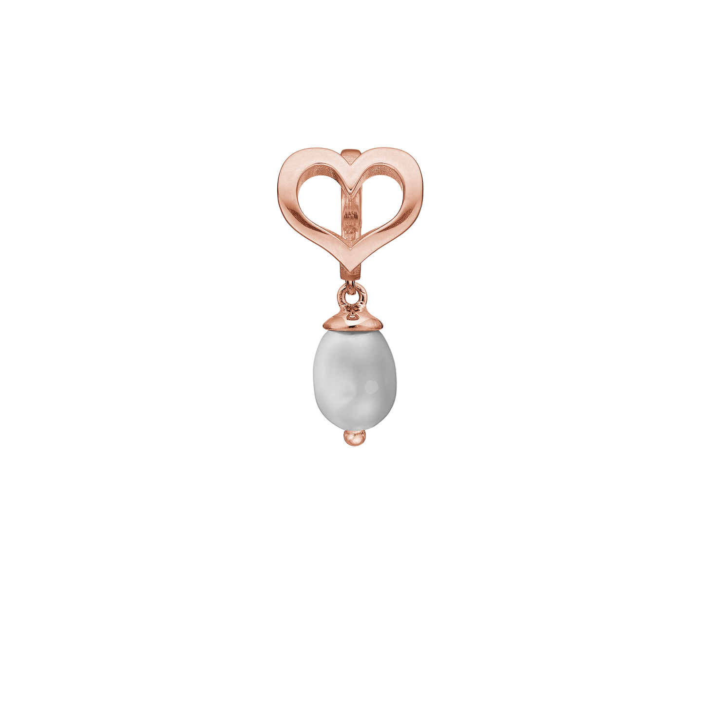 True Pearl Drop Earring Charm 6 mm for Bracelet - Polished Rose Gold Plated with 1 Ferskvandsperle