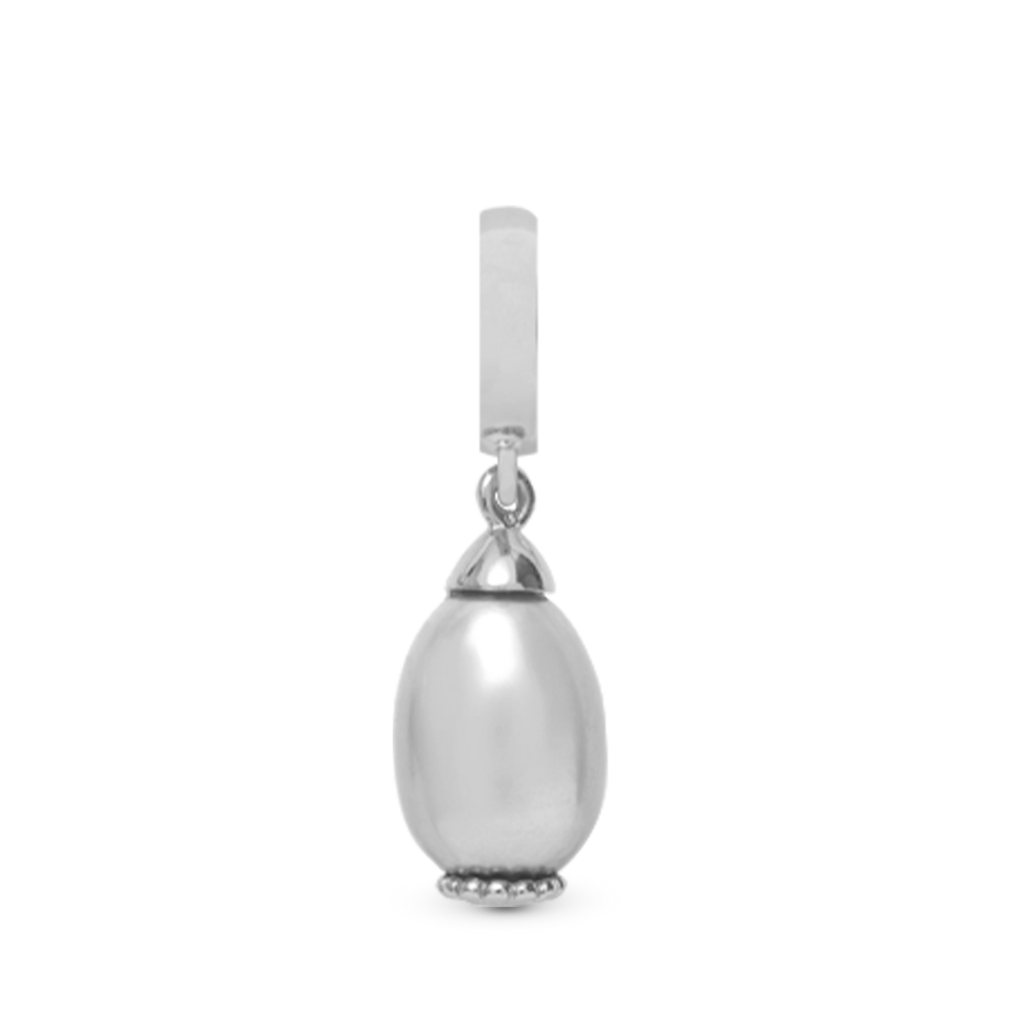 Grey Pearl Drop Earring Charm 6 mm for Bracelet - Sterling Silver