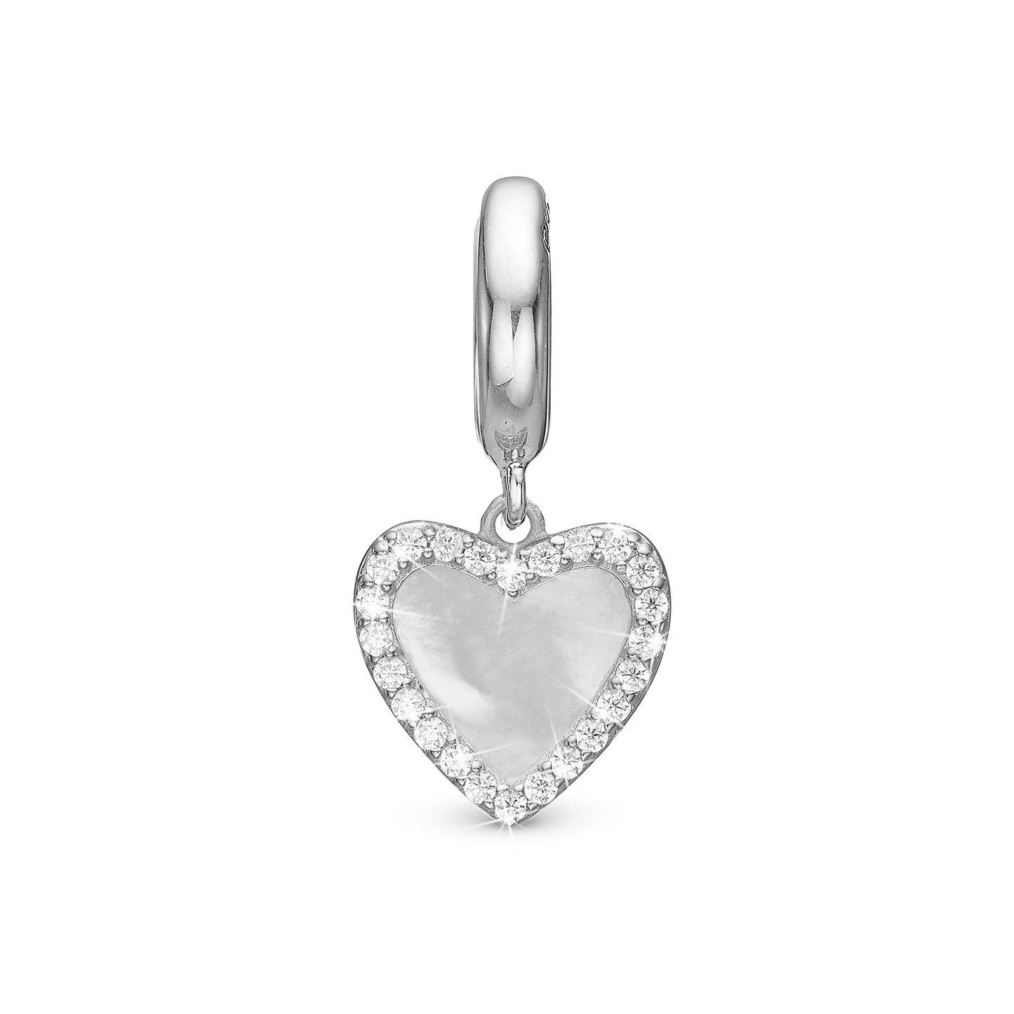 Romance Drop Earring Charm 6 mm for Bracelet - Sterling Silver with 24 white Cubic Zirkonia