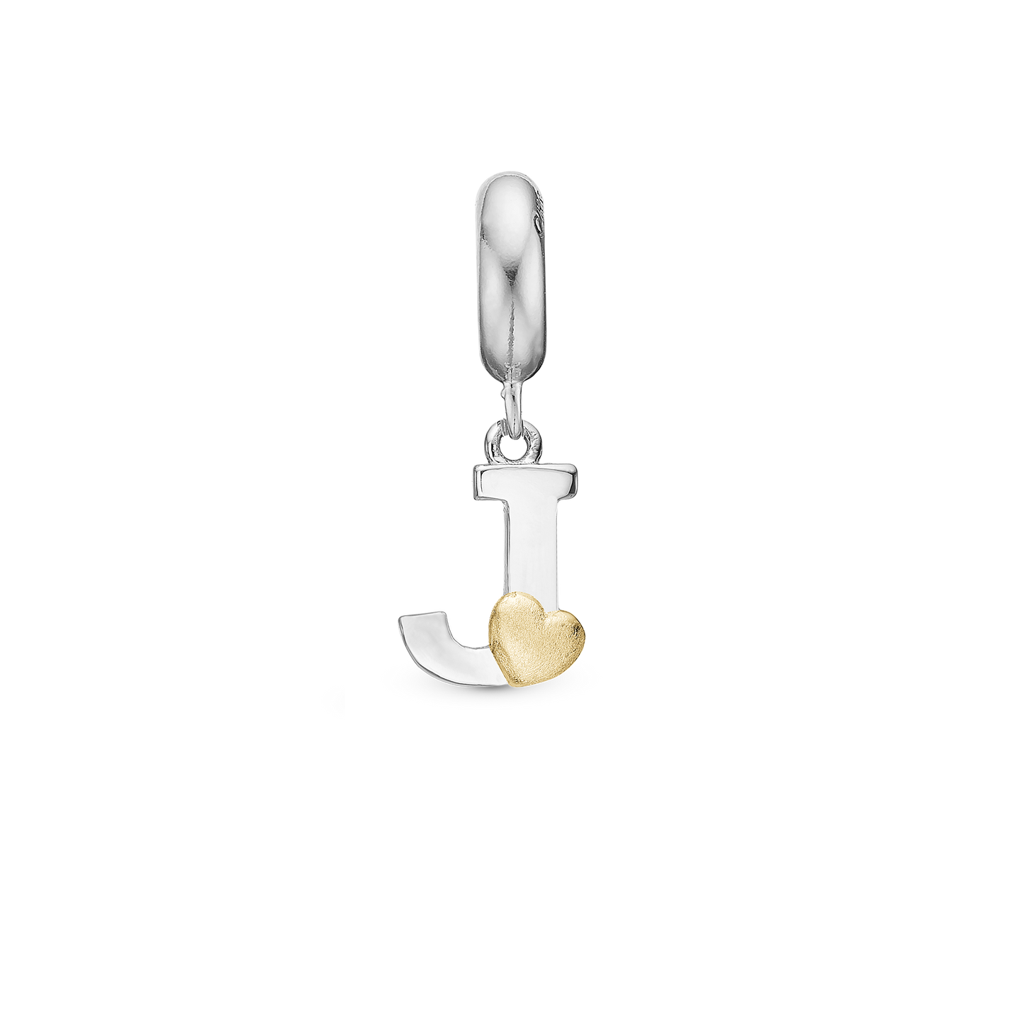 Letter J - Drop Earring Charm 4 mm for Bracelet - Polished Bicolor