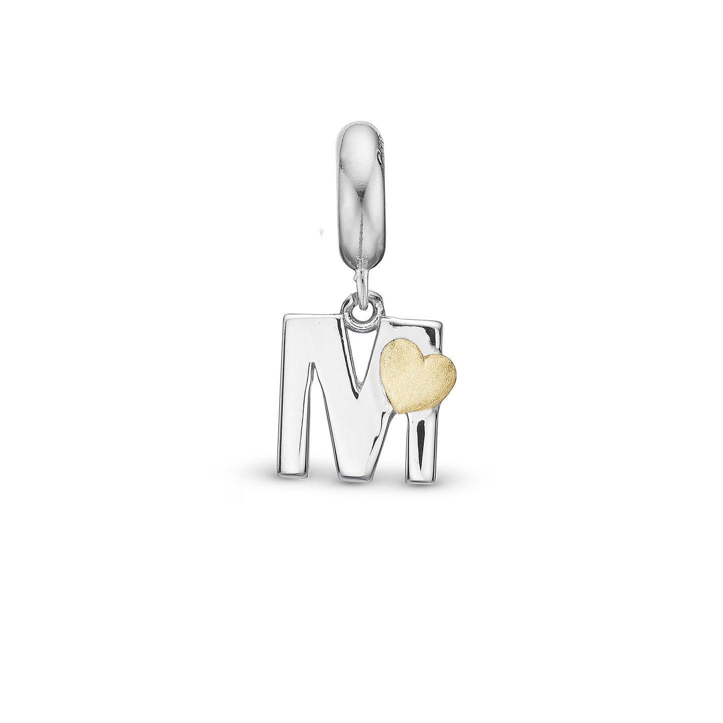 Letter M - Drop Earring Charm 4 mm for Bracelet - Polished Bicolor