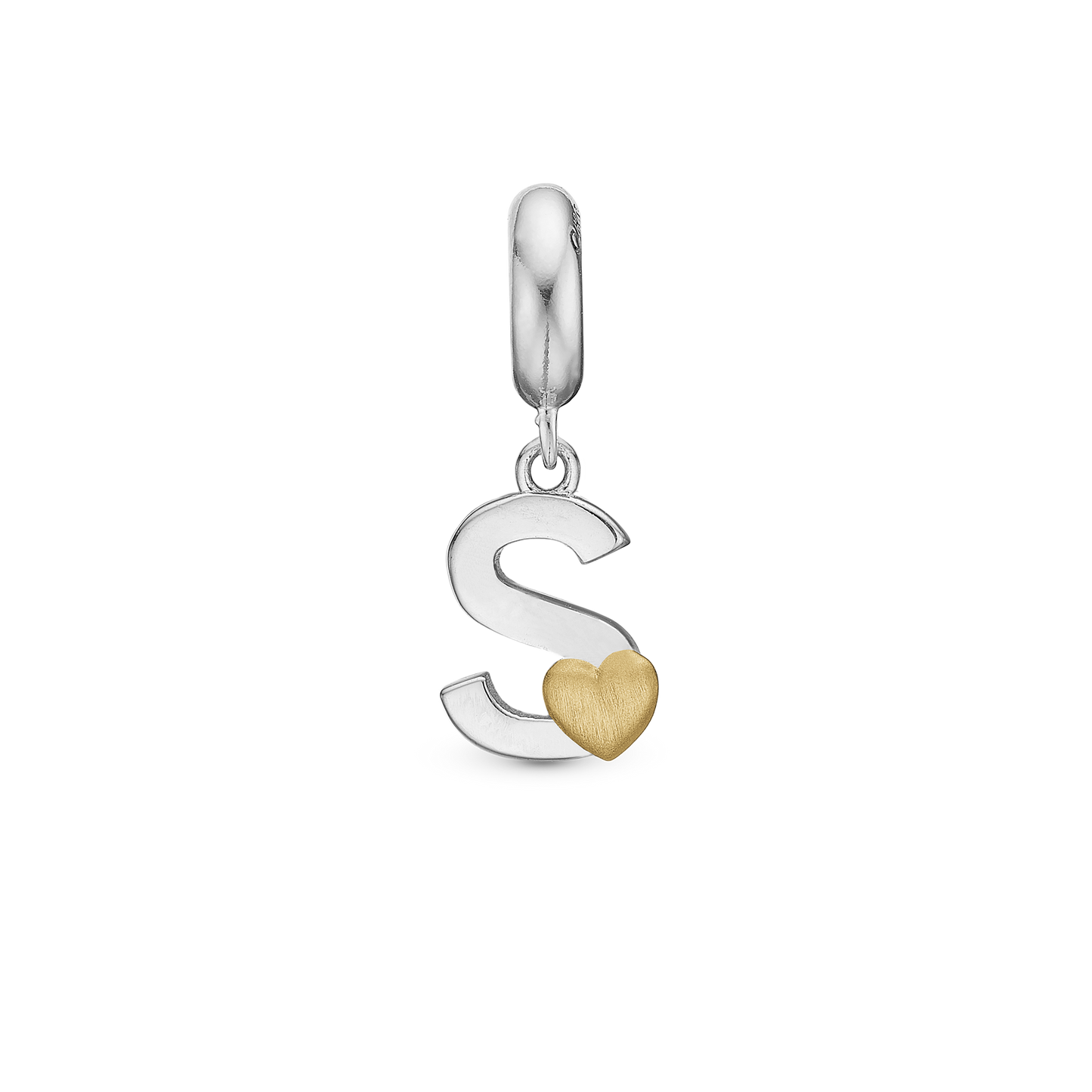 Letter S - Drop Earring Charm 4 mm for Bracelet - Polished Bicolor