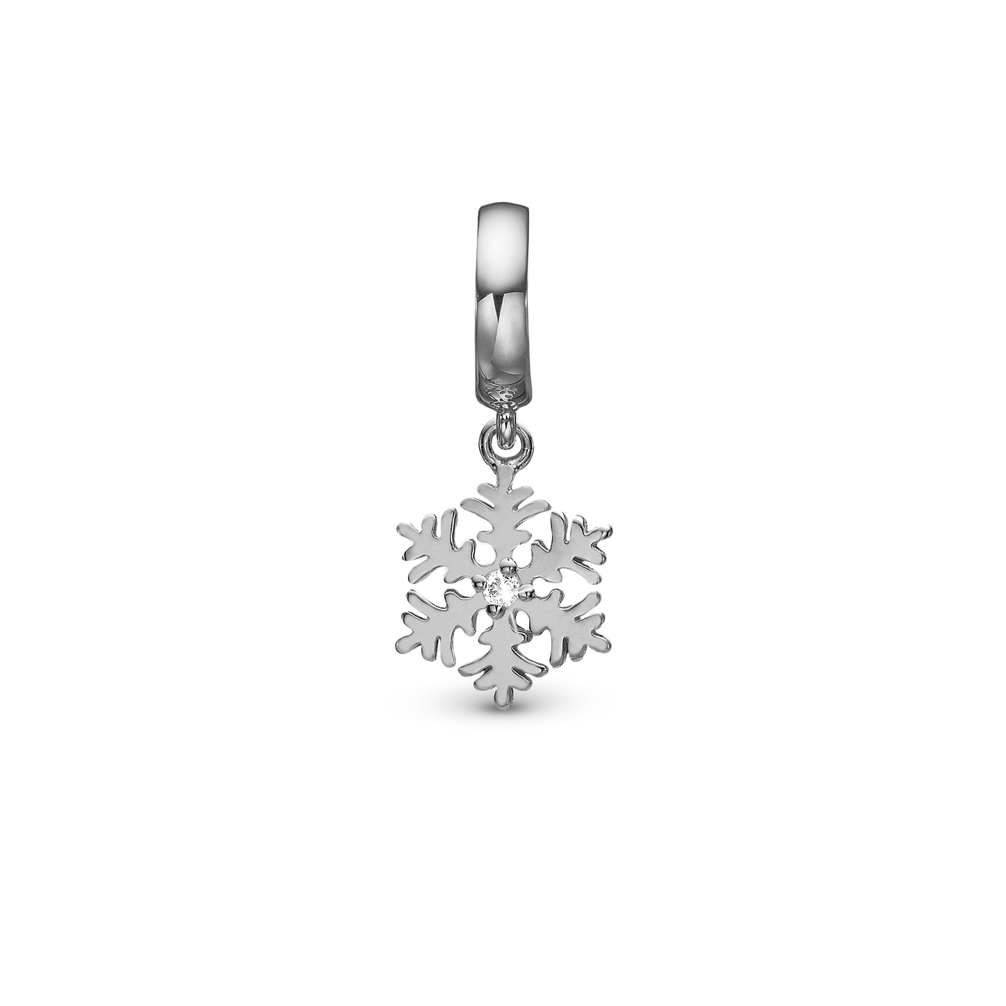 Julecharm Snefnug - Drop Earring Charm 4 mm for Bracelet - Polished Sterling Silver with 1 Topas