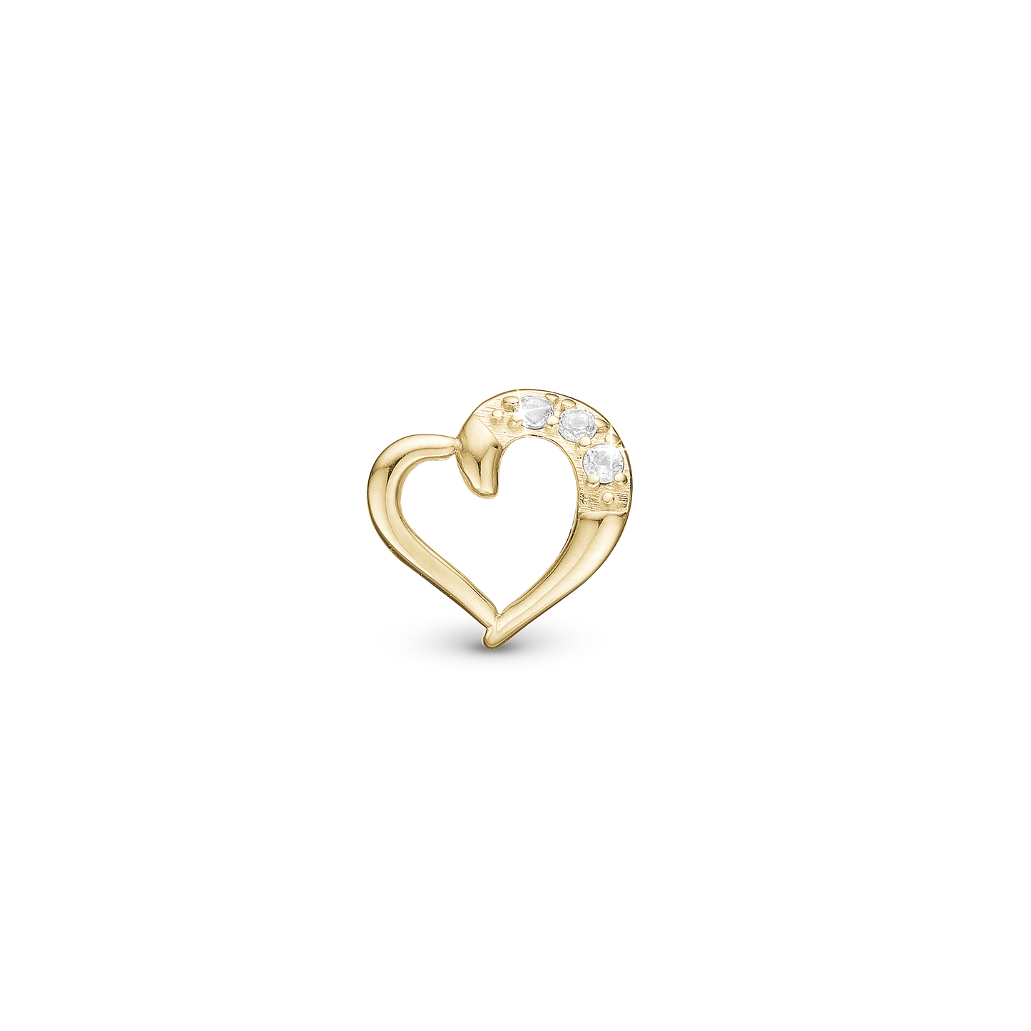 Love Bigy - Charm 4 mm for Bracelet - Polished Gold Plated Sterling Silver with 3 Cubic Zirkonia