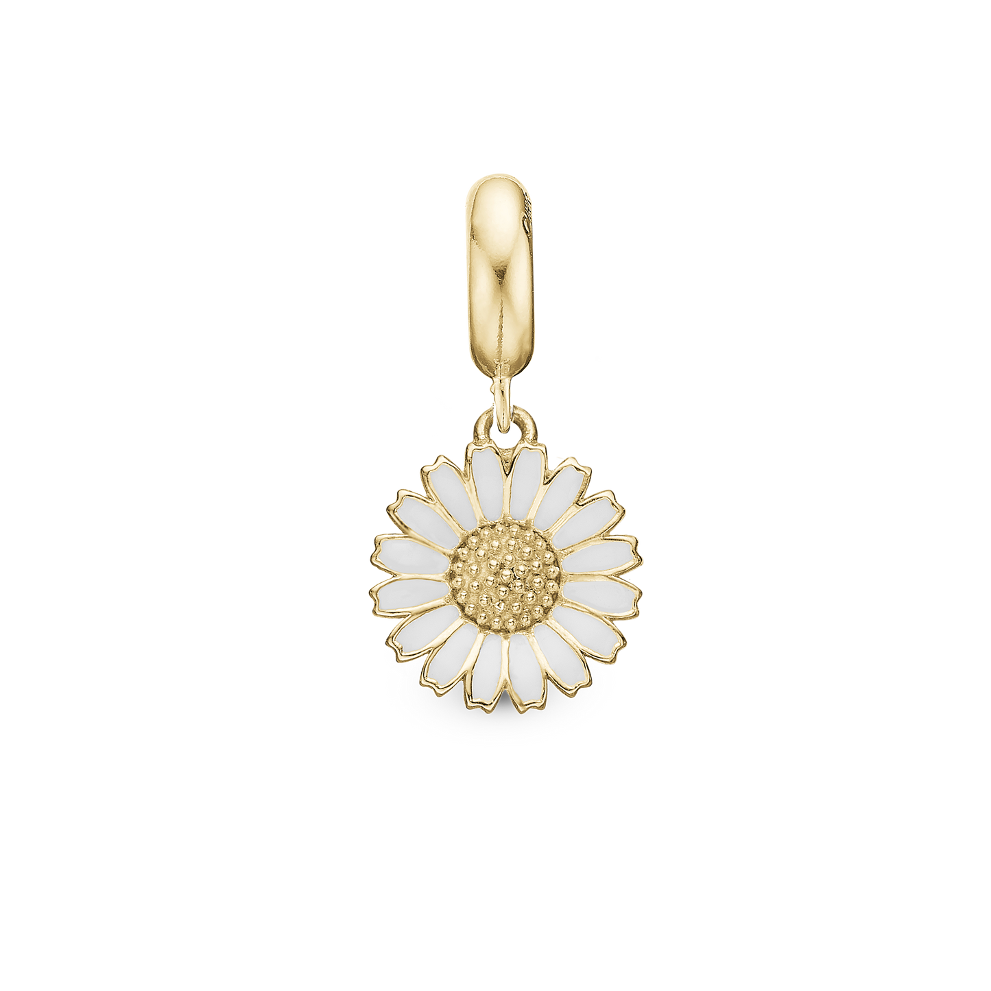 Charming Marguerite - Drop Earring Charm 4 mm for Bracelet - Gold Plated Sterling Silver