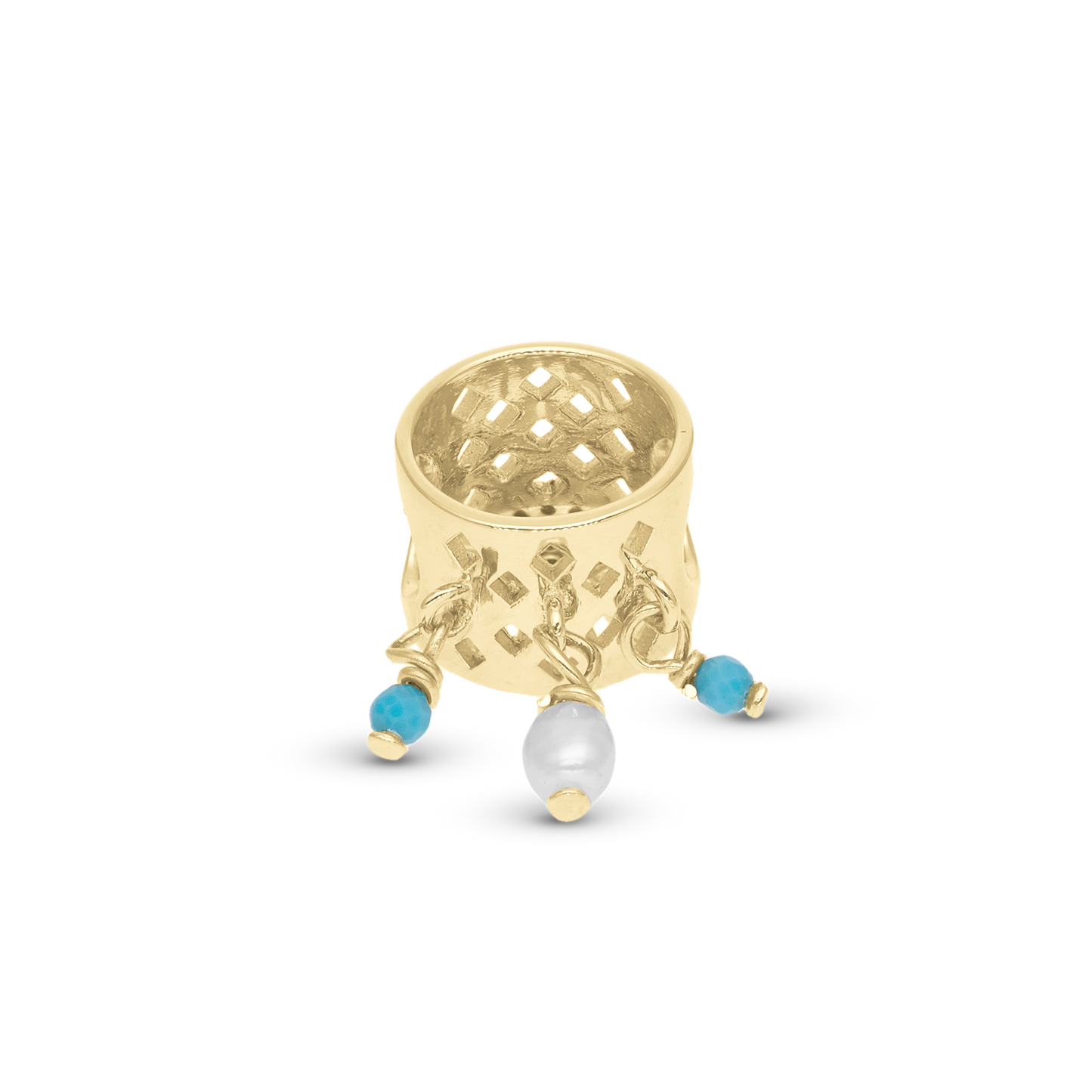 Ocean sunset - Charm 4 mm with Bracelet - Polished Gold-Plated Sterling Silver with 19 Cubic Zirconia