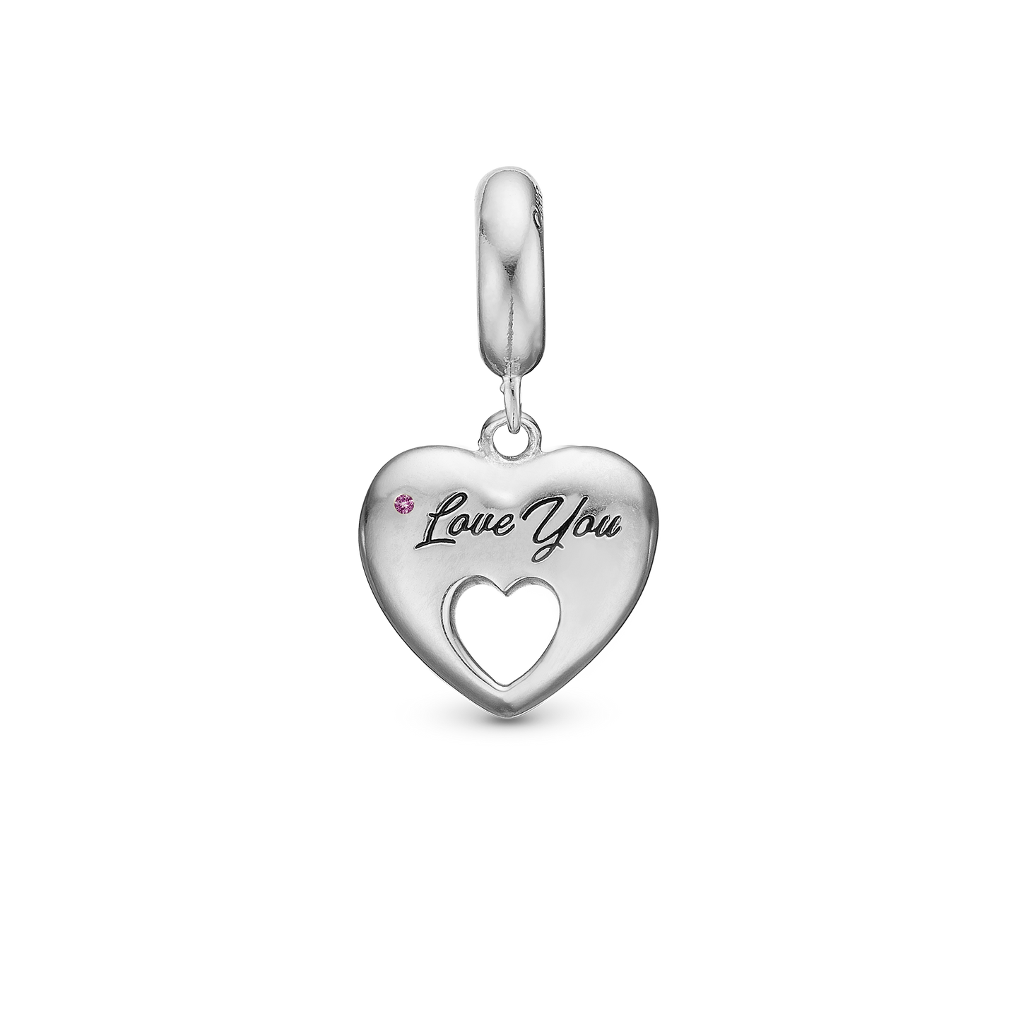 Mother - Dangle Charm 4 mm with Bracelet - Polished Sterling Silver with 1 Turmalin