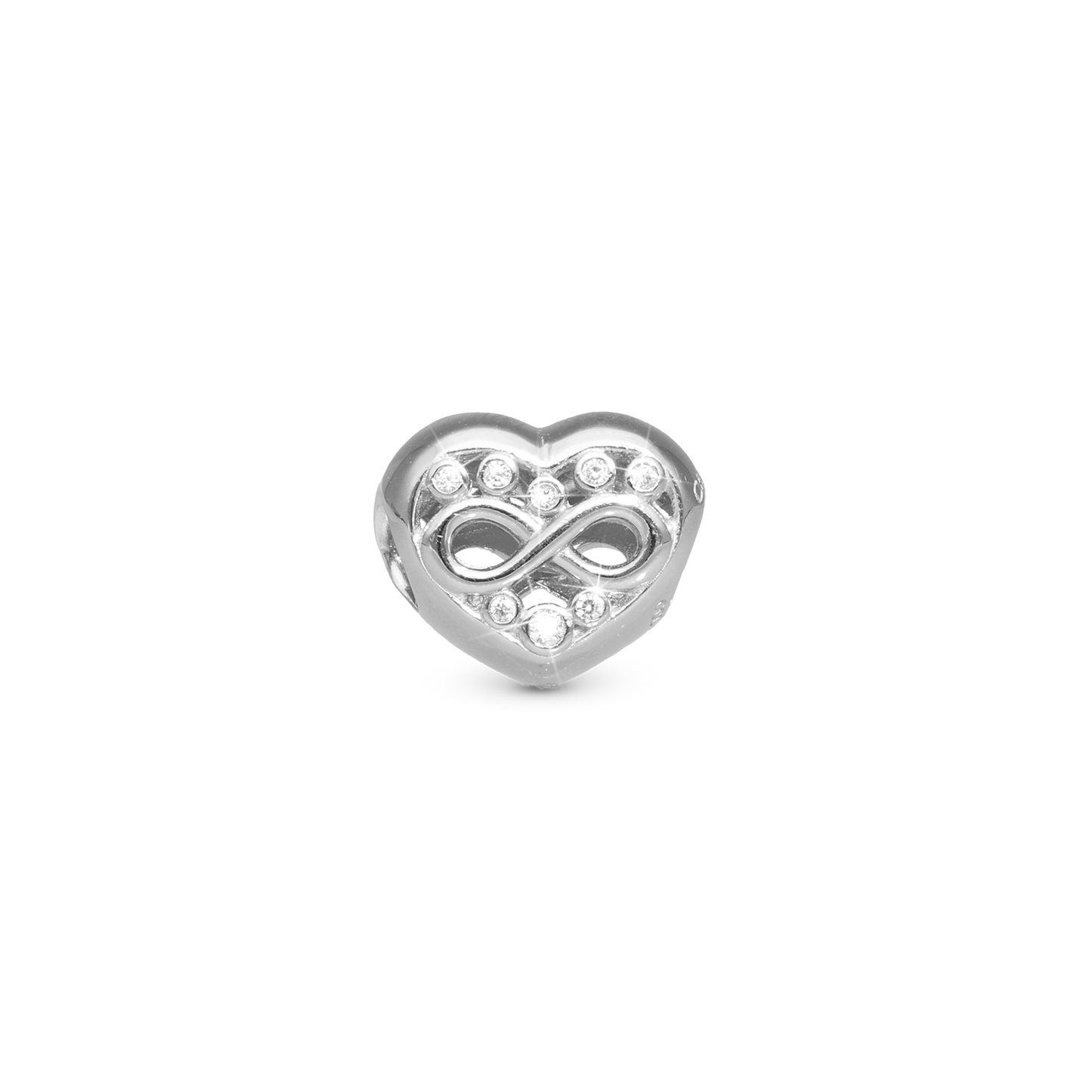 Eternity Love heart - Charm 4 mm for Bracelet - Polished Sterling Silver