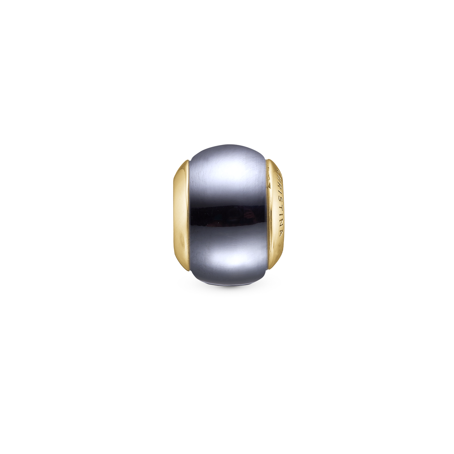 Hematite Magic Charm 6 mm for Classic Leather Bracelet - Gold Plated Sterling Silver with 1 Hæmatit