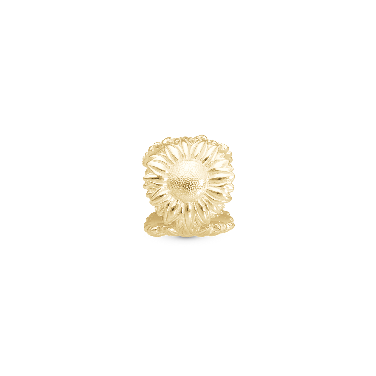 Sunflower Charm 6 mm for Classic Leather Bracelet - Polished Gold Plated Sterling Silver