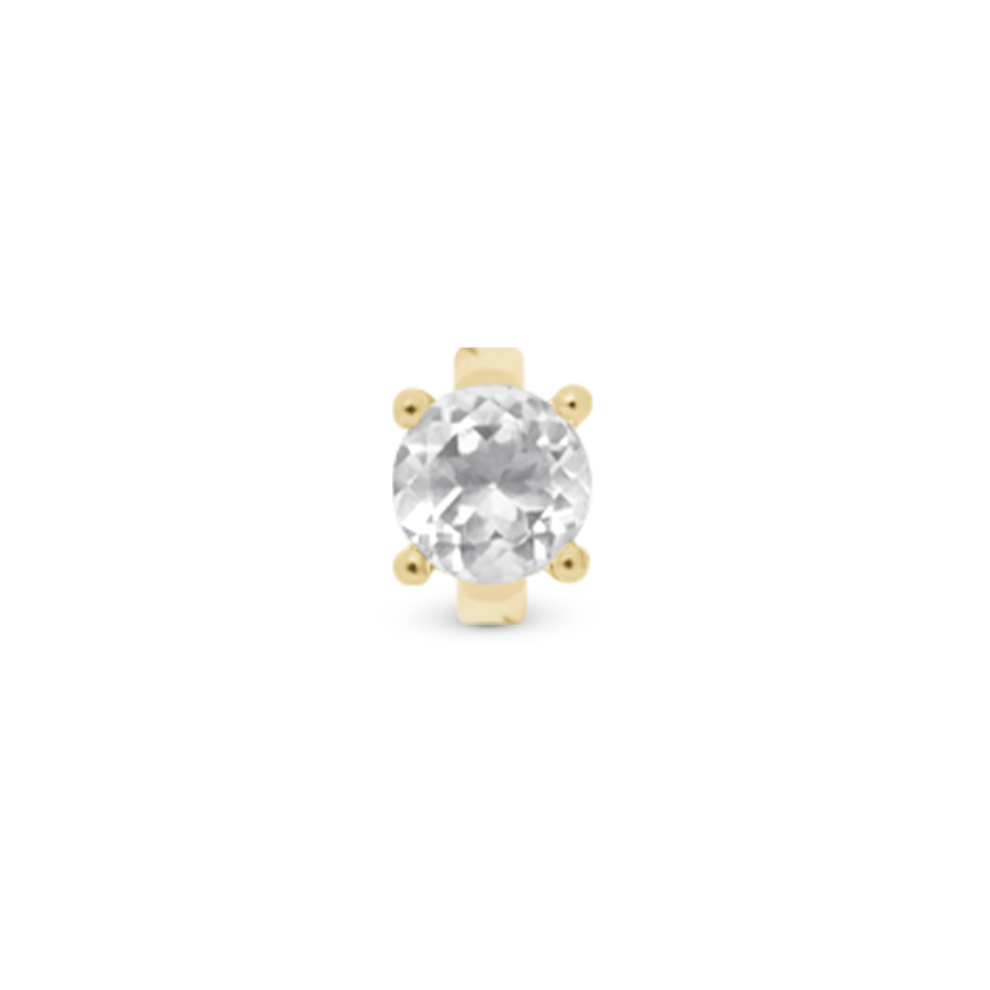 Crystal Quartz Round Charm 6 mm for Classic Leather Bracelet - Gold Plated Sterling Silver with 1 Krystalkvarts