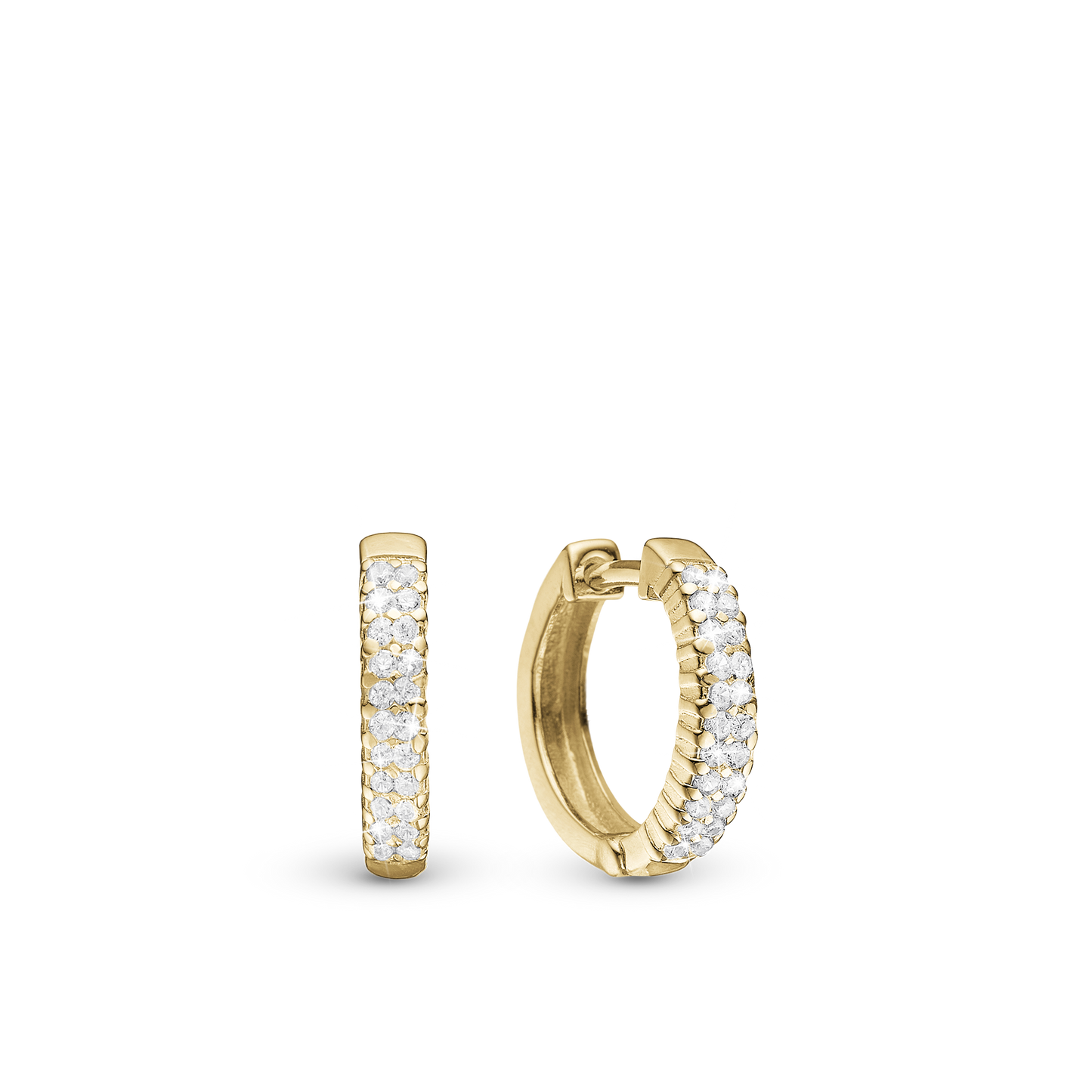 Charmed Hoops - Polished Gold Plated Sterling Silver with 44 white Cubic Zirkonia