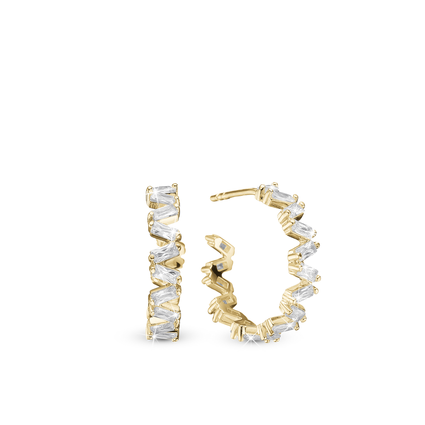 Twist & Shine Hoops - Gold Plated Sterling Silver with Cubic Zirkonia