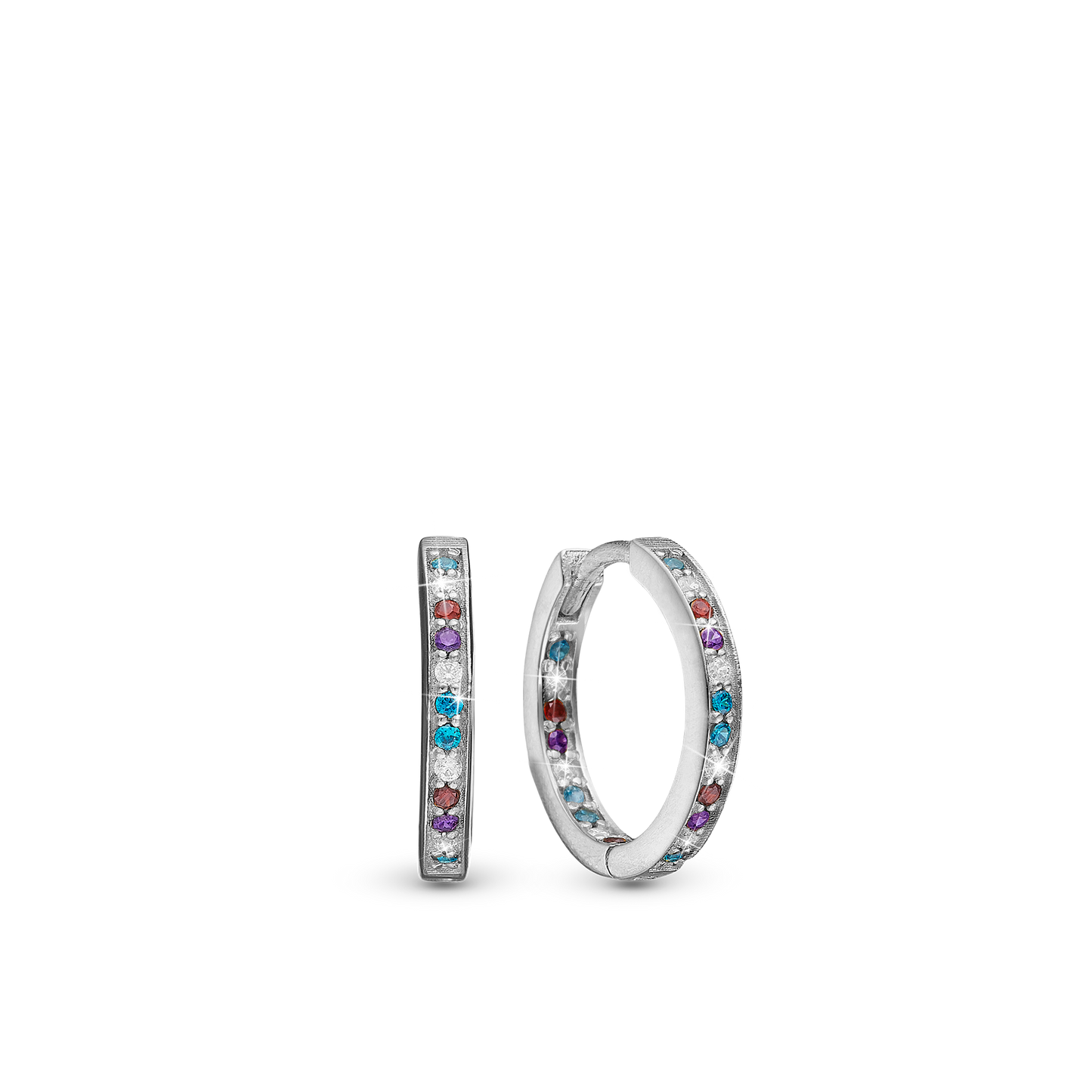 ColoWatchful World Hoops - Polished with 42 Multi color Cubic Zirkonia
