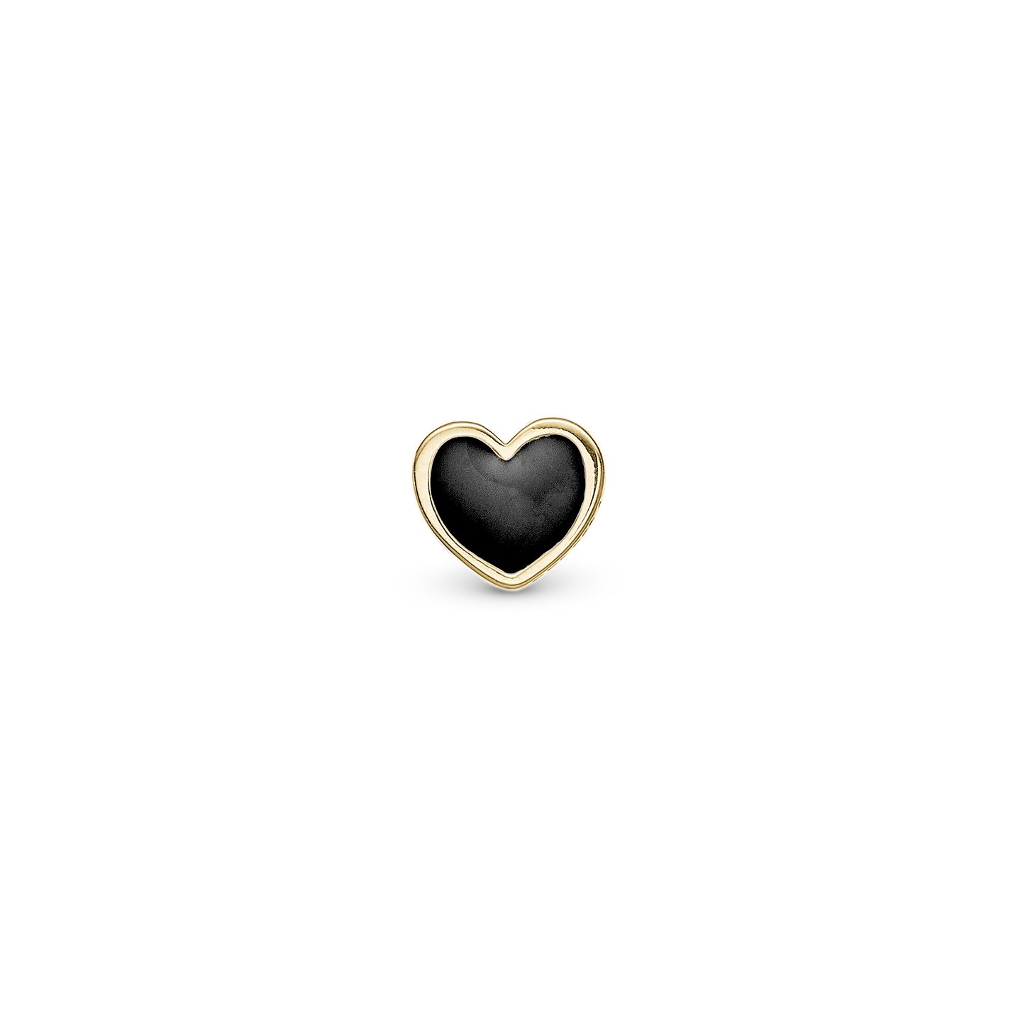 Black Heart Simple Earring Stud / Single Stud - Gold Plated Sterling Silver