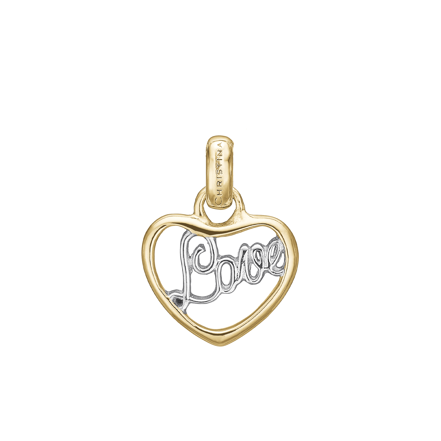 Love Earring Pendant - Polished Gold Plated Sterling Silver