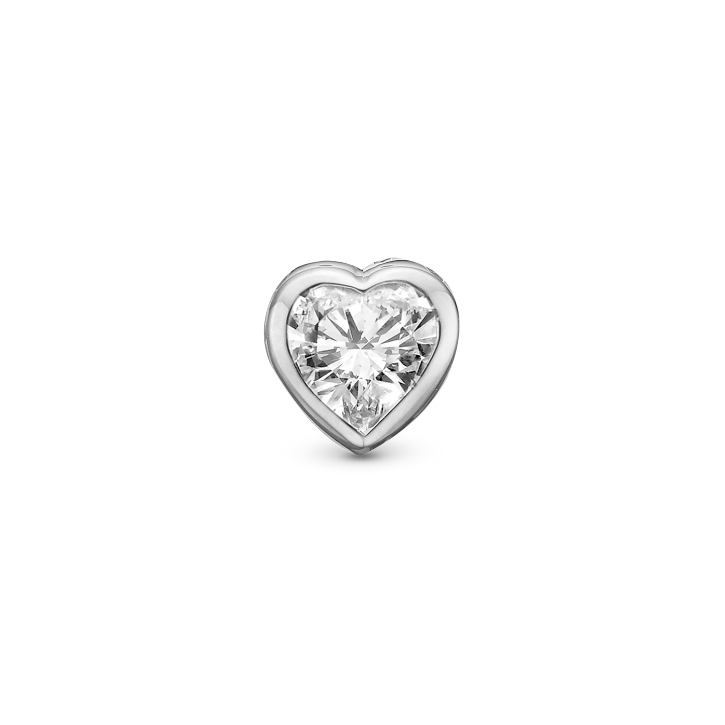 True hearted Charm 6 mm - White Gold 14 karat with 1 Topas