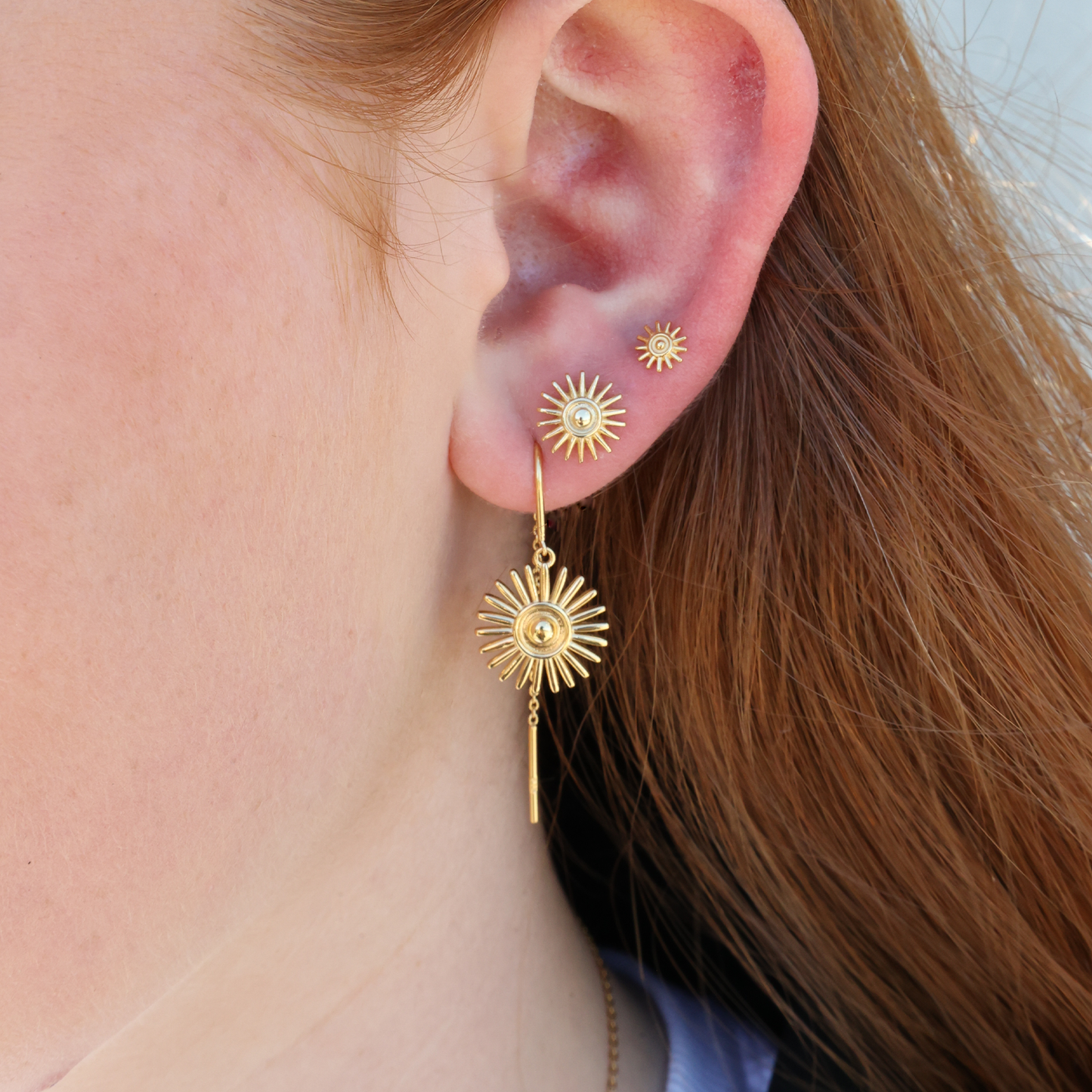Sunshine Dangle Earring - Polished Gold Plated Sterling Silver
