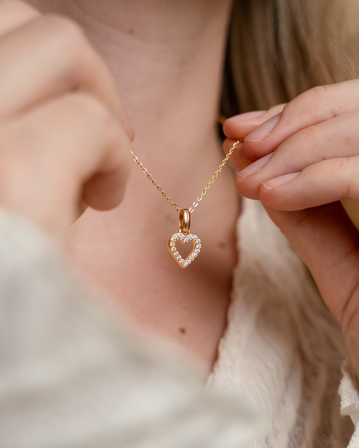 Shimmery Heart sæt, Gold Plated
