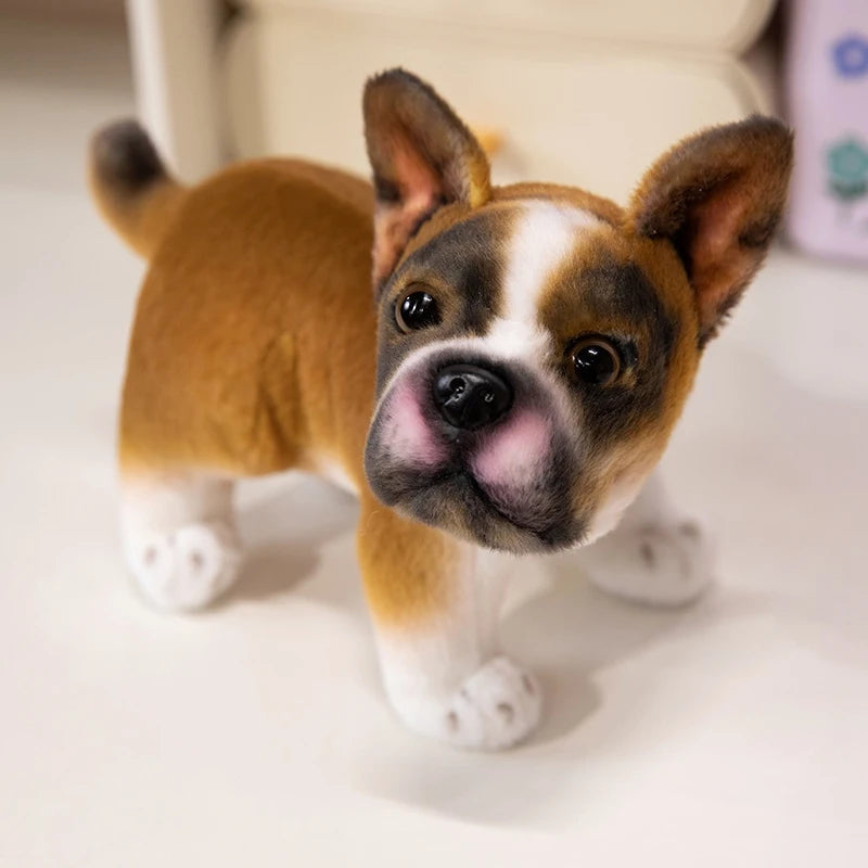 Realistic Black French Bulldog Plush Toys Vivid Grey Pug Stuffed Animal Cuddle Plushie Gifts Home Decoration Birthday Presents