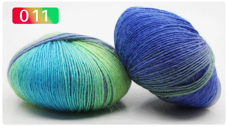 Pure Wool Long Rainbow Dyed Yarn