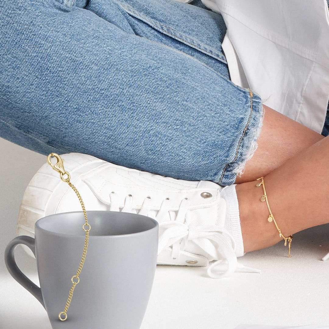 Forlænger for Bracelet/Ankle/Necklace Bracelet - Polished Gold Plated Sterling Silver