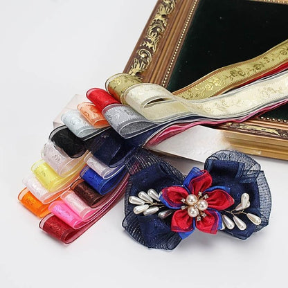 Textured Rose Jacquard Snow Yarn Ribbon Holder Ribbon Diy Butterfly Companion Hand Gift Ribbon Ornament Material