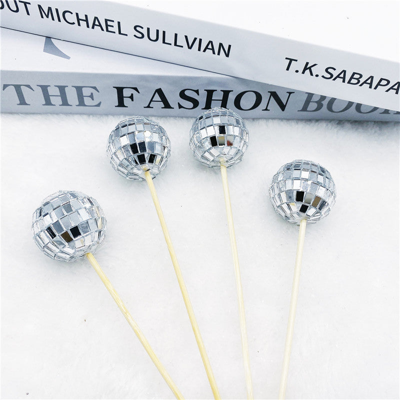 Disco Ball Cake Decoration With Wooden Stick