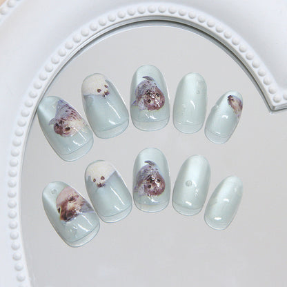 Wear Nail Cat Eye Summer Ocean Cute Patch Detachable