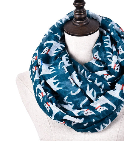 Cartoon cat print scarf cat Bali yarn scarf silk scarf art pattern to protect the heating square scarf
