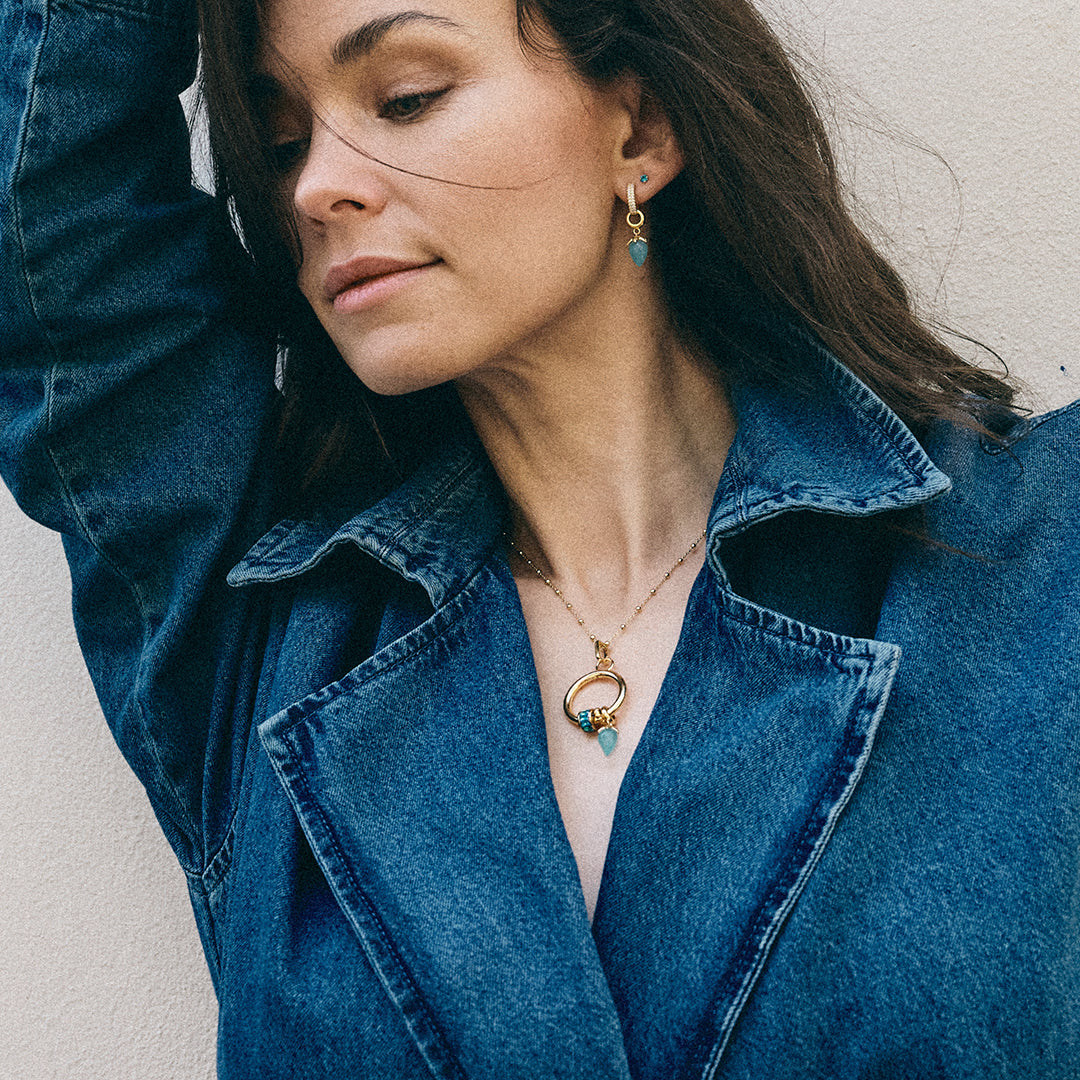 Collectors Oval Earring Pendant - Polished Gold Plated Sterling Silver