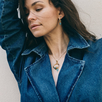 Collectors Oval Earring Pendant - Polished Gold Plated Sterling Silver