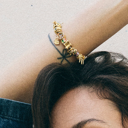 Shine in Peace - Charm 4 mm with Bracelet - Polished Gold-Plated Sterling Silver with 38 Cubic Zirconia