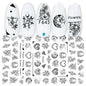 Black and White Flower Geometric Nail Sticker