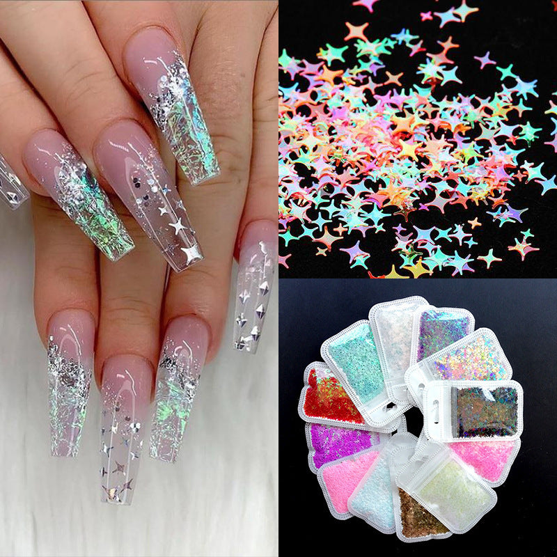 Nagelkunst-Accessoires Vierzackiger Stern Symphony Laser Pailletten
