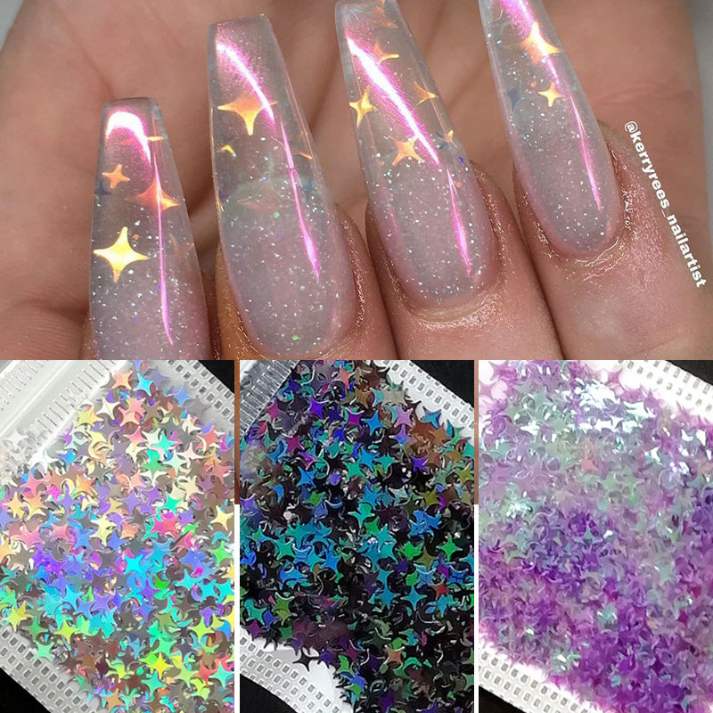 Nagelkunst-Accessoires Vierzackiger Stern Symphony Laser Pailletten
