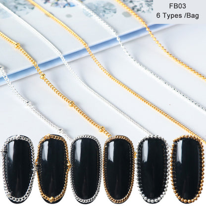Hot Nail Art Jewelry Ins Popular Gold And Silver Alloy Metal Chain Nail Decoration