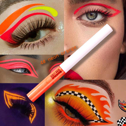 Professional Shiny Eyeliner Cosmetic Pigment UV Neon Makeup Liquid Glitter Eyeliner Quick Dry Glow Kit In Dark Fluorescence Beau