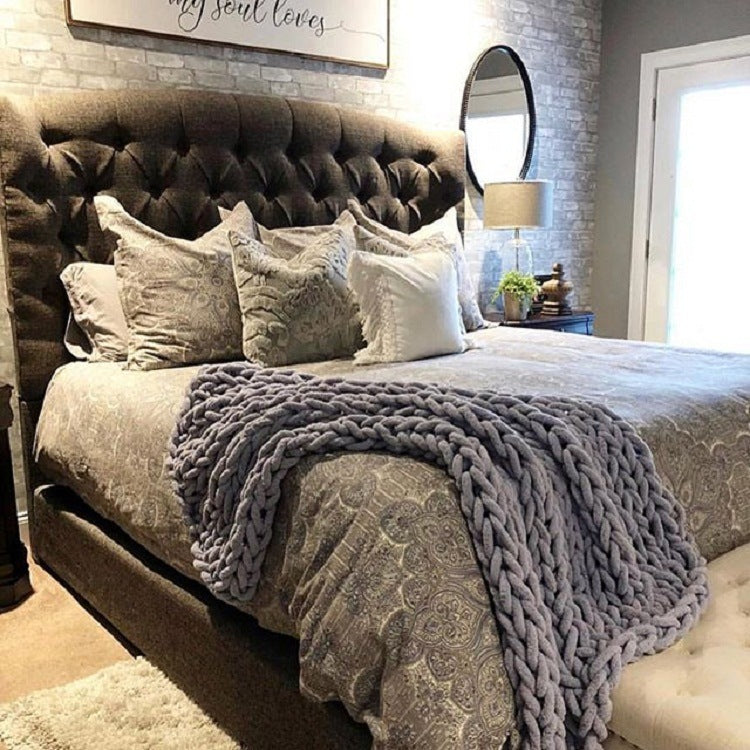 Hand-Woven Chenille Carpet Coarse Yarn Blanket